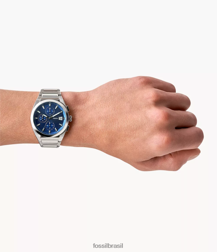 Fossil assistir homens relógio everett cronógrafo em aço inoxidável tom prata 66RZLJ1373