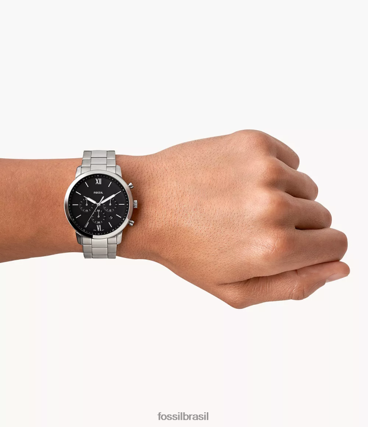 Fossil assistir homens relógio neutro cronógrafo em aço inoxidável prata 66RZLJ1338