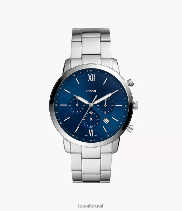 Fossil assistir homens relógio neutro cronógrafo em aço inoxidável tom prata 66RZLJ1343