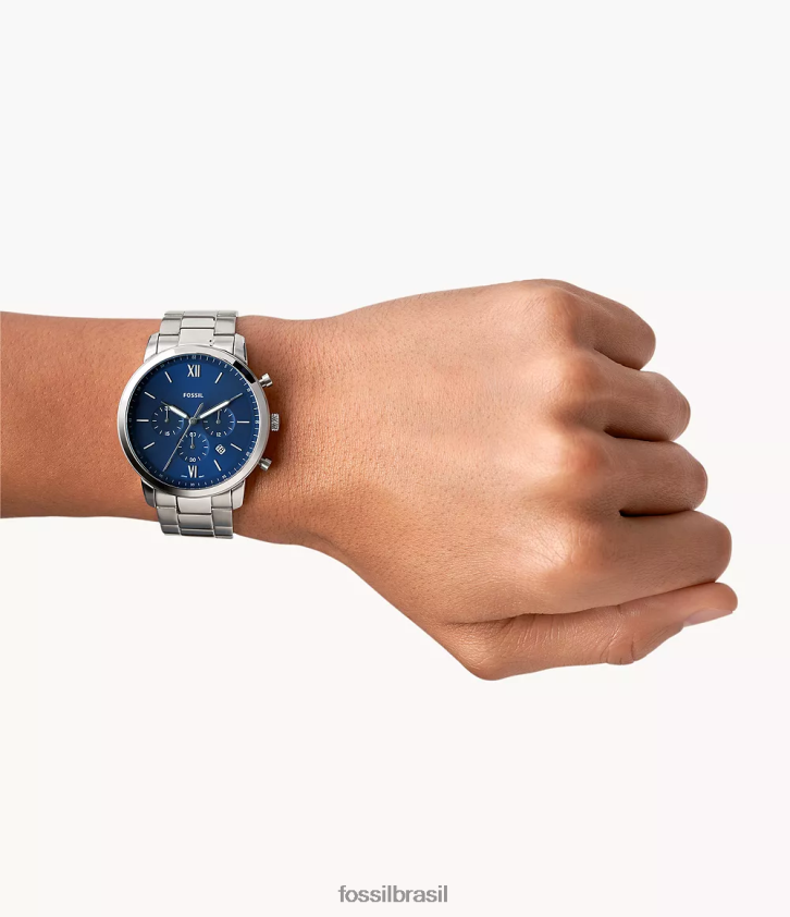 Fossil assistir homens relógio neutro cronógrafo em aço inoxidável tom prata 66RZLJ1343