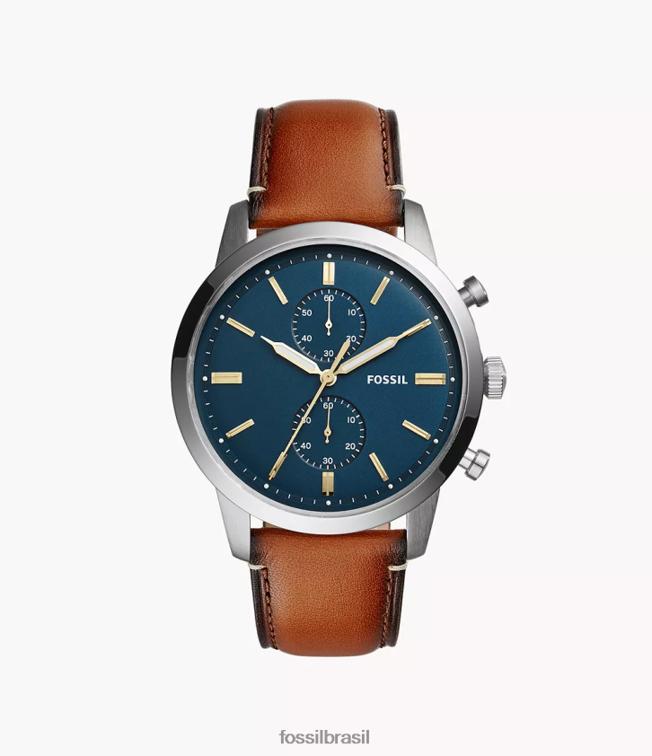 Fossil assistir homens Relógio de couro para bagagem com cronógrafo de 44 mm Townsman marrom claro 66RZLJ1408
