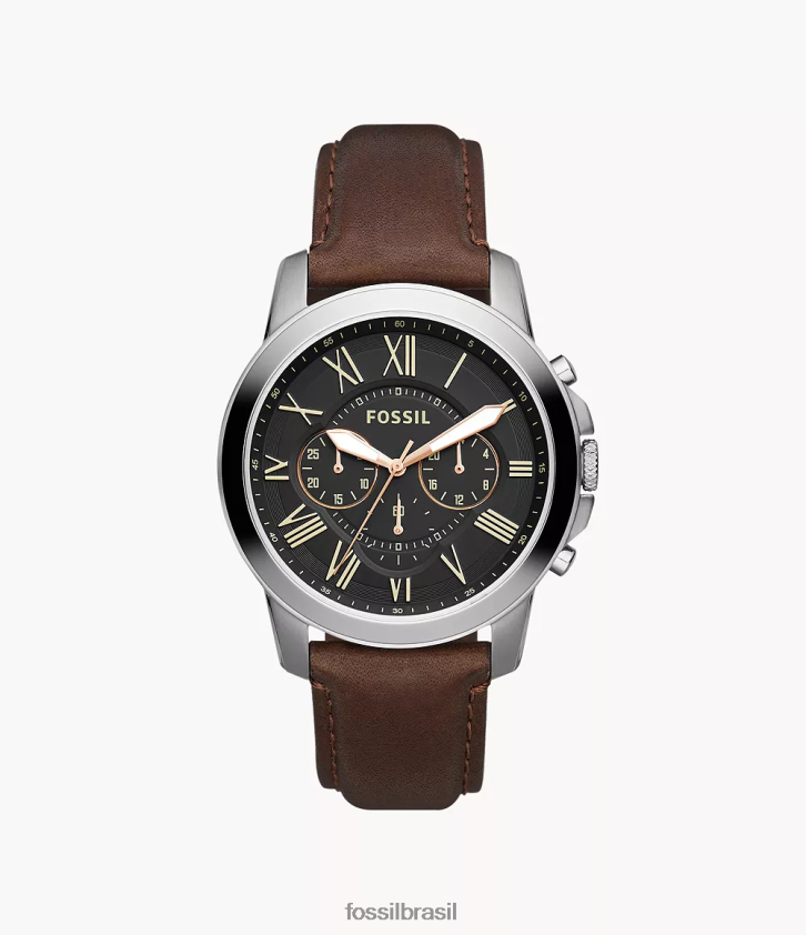 Fossil assistir homens conceder relógio de couro cronógrafo marrom 66RZLJ1424