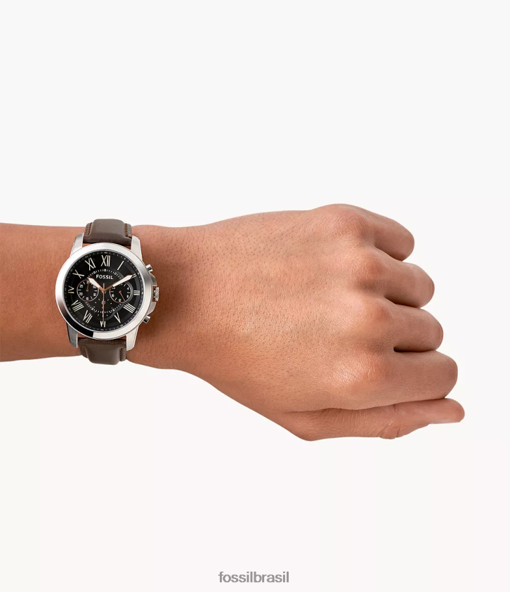 Fossil assistir homens conceder relógio de couro cronógrafo marrom 66RZLJ1424