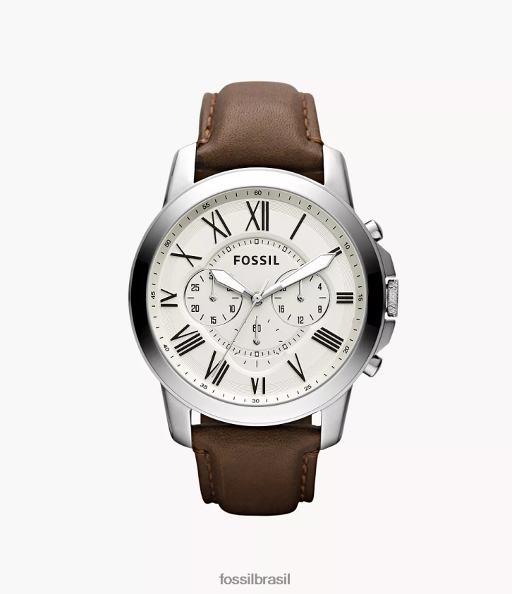 Fossil assistir homens conceder relógio de couro cronógrafo marrom 66RZLJ1451
