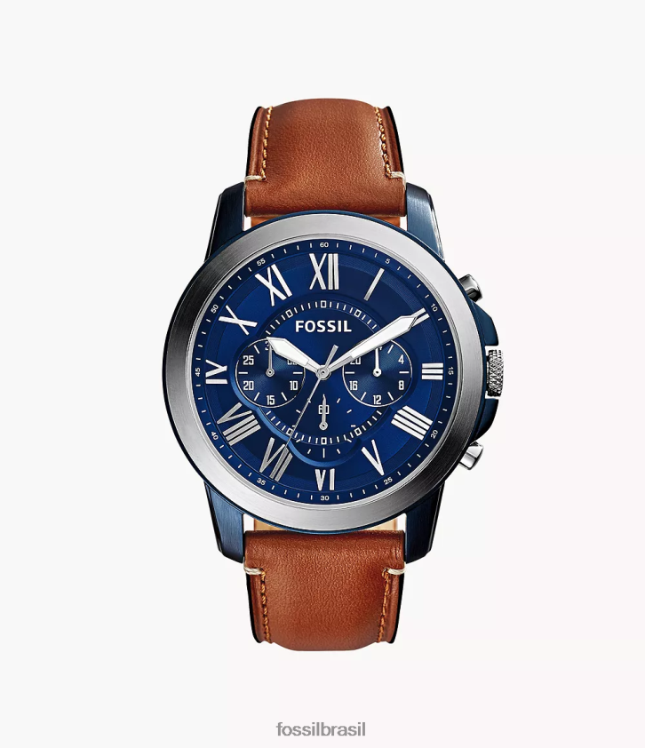 Fossil assistir homens conceder relógio de couro leve cronógrafo marrom 66RZLJ1446
