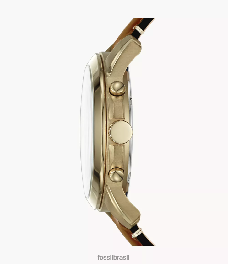 Fossil assistir homens grant esporte cronógrafo bagagem couro relógio marrom claro 66RZLJ1434