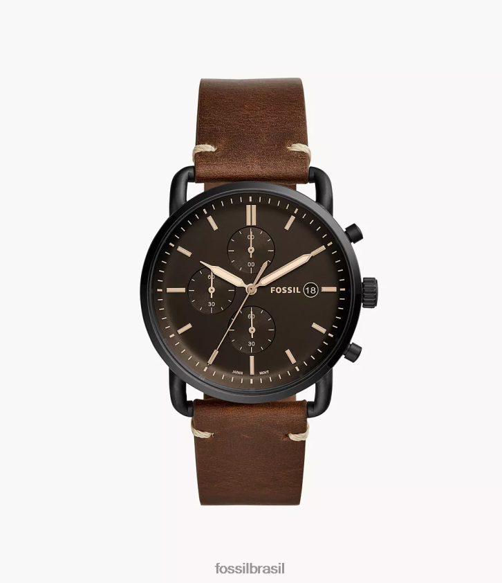 Fossil assistir homens o relógio de couro cronógrafo suburbano marrom 66RZLJ1607