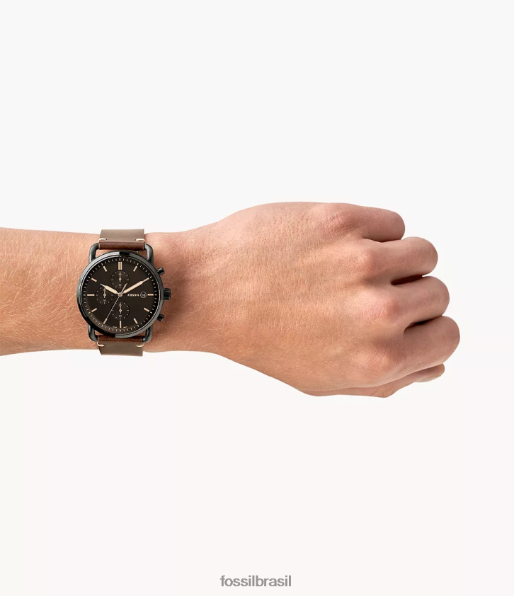 Fossil assistir homens o relógio de couro cronógrafo suburbano marrom 66RZLJ1607