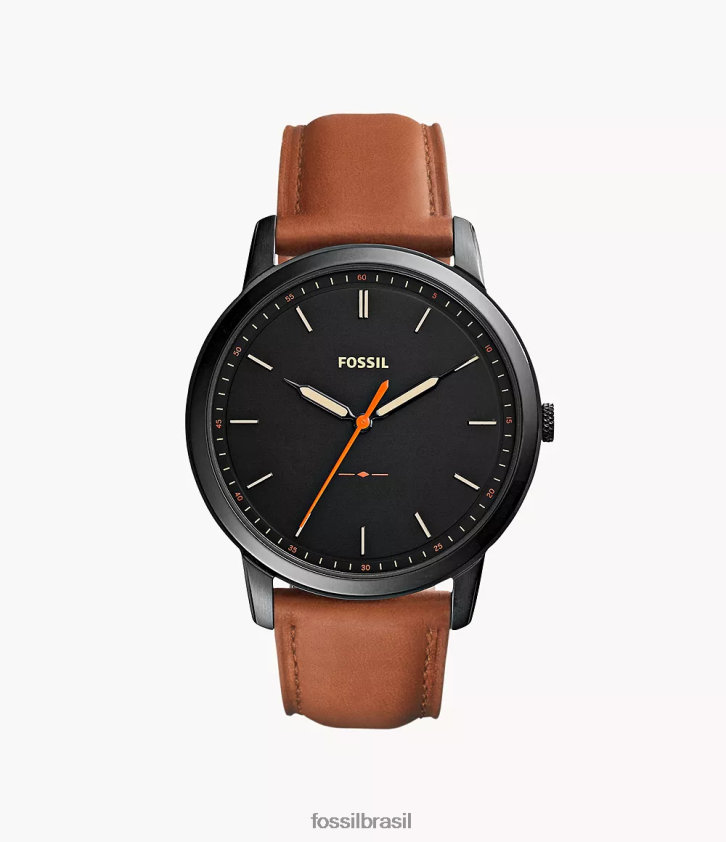 Fossil assistir homens o relógio minimalista e fino de couro de três ponteiros marrom claro 66RZLJ1406