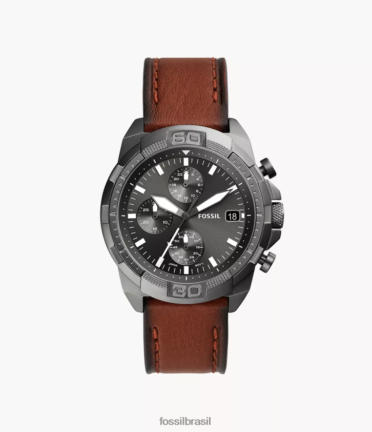 Fossil assistir homens relógio bronson cronógrafo couro litehide marrom 66RZLJ1394