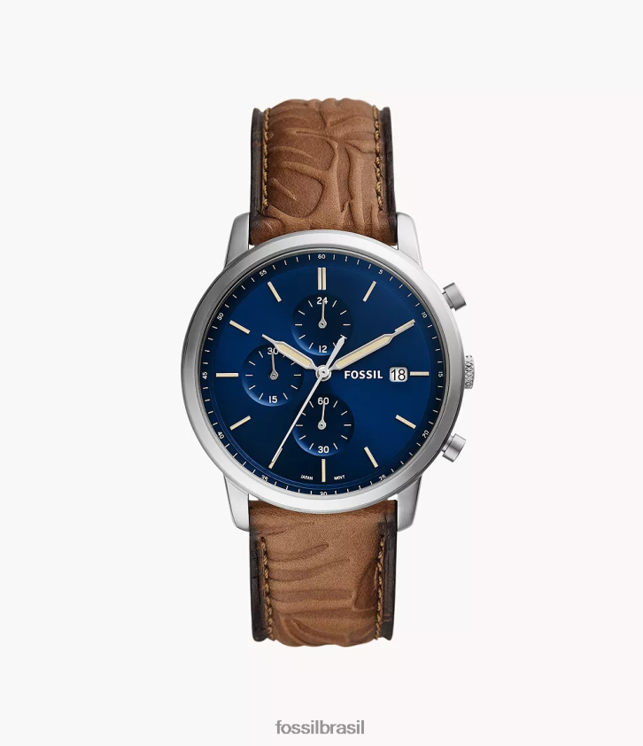 Fossil assistir homens relógio cronógrafo minimalista em couro litehide bronzeado 66RZLJ1595