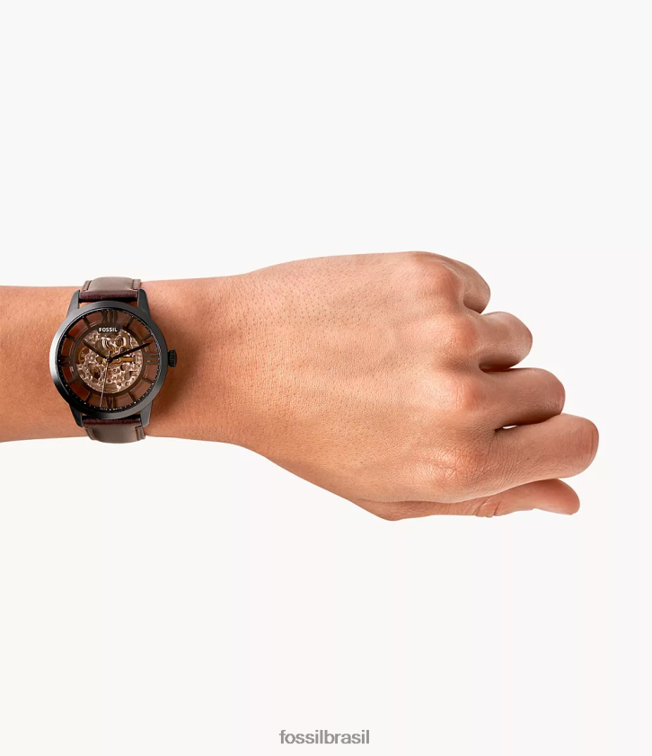 Fossil assistir homens relógio de couro automático citadino marrom escuro 66RZLJ1397