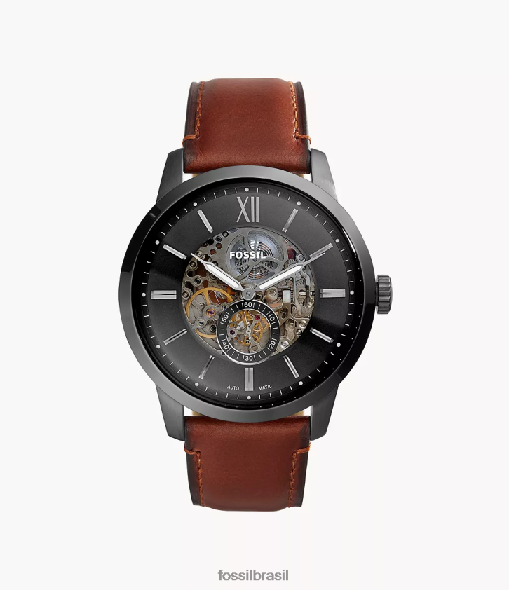 Fossil assistir homens relógio de couro automático de 48mm do cidadão âmbar 66RZLJ1407