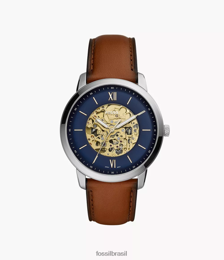 Fossil assistir homens relógio de couro automático neutro bagagem 66RZLJ1441