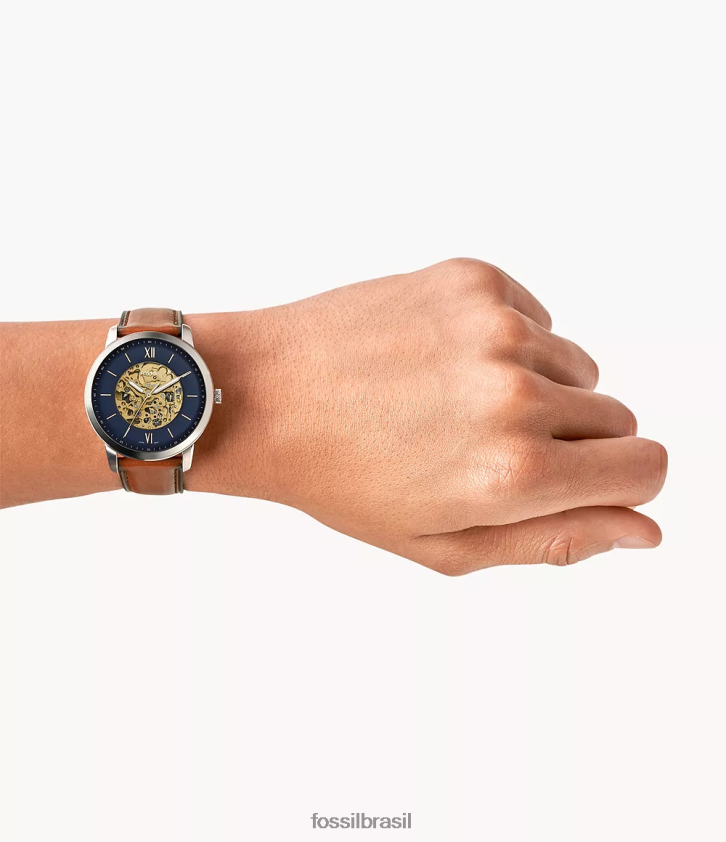 Fossil assistir homens relógio de couro automático neutro bagagem 66RZLJ1441