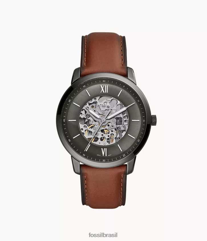 Fossil assistir homens relógio de couro automático neutro âmbar 66RZLJ1442