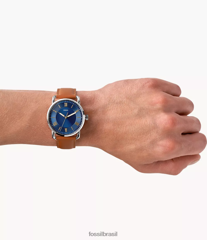 Fossil assistir homens relógio de couro com três ponteiros copeland de 42 mm bagagem 66RZLJ1449