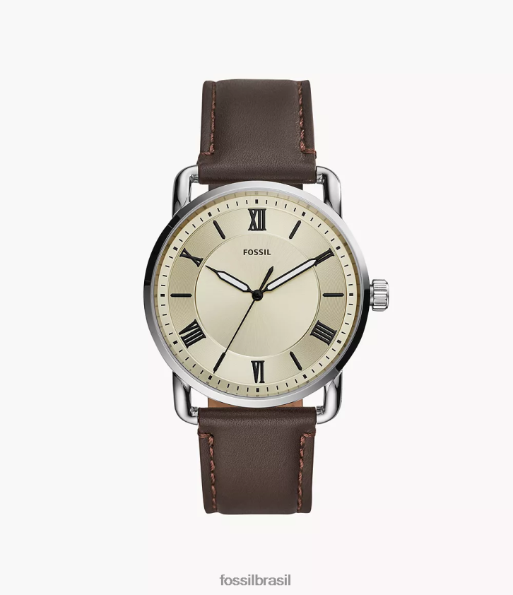 Fossil assistir homens relógio de couro com três ponteiros copeland de 42 mm marrom 66RZLJ1423