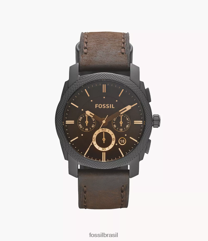 Fossil assistir homens relógio de couro cronógrafo de tamanho médio com máquina marrom 66RZLJ1435