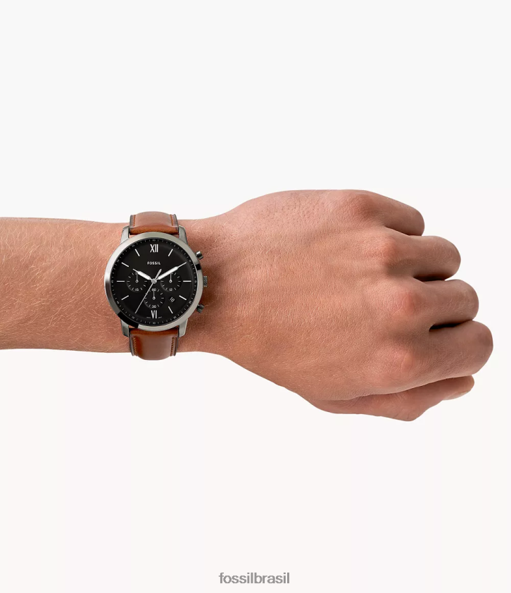 Fossil assistir homens relógio de couro cronógrafo neutro âmbar 66RZLJ1419