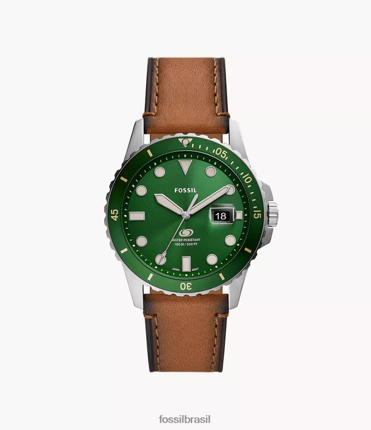 Fossil assistir homens relógio de couro litehide com data de três ponteiros azul 66RZLJ1427