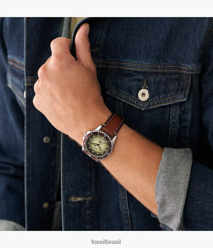 Fossil assistir homens relógio de couro litehide com data de três ponteiros azul 66RZLJ1573