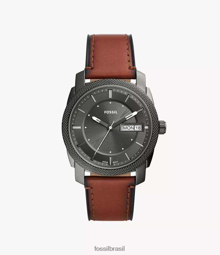 Fossil assistir homens relógio de couro litehide com data de três ponteiros marrom 66RZLJ1444