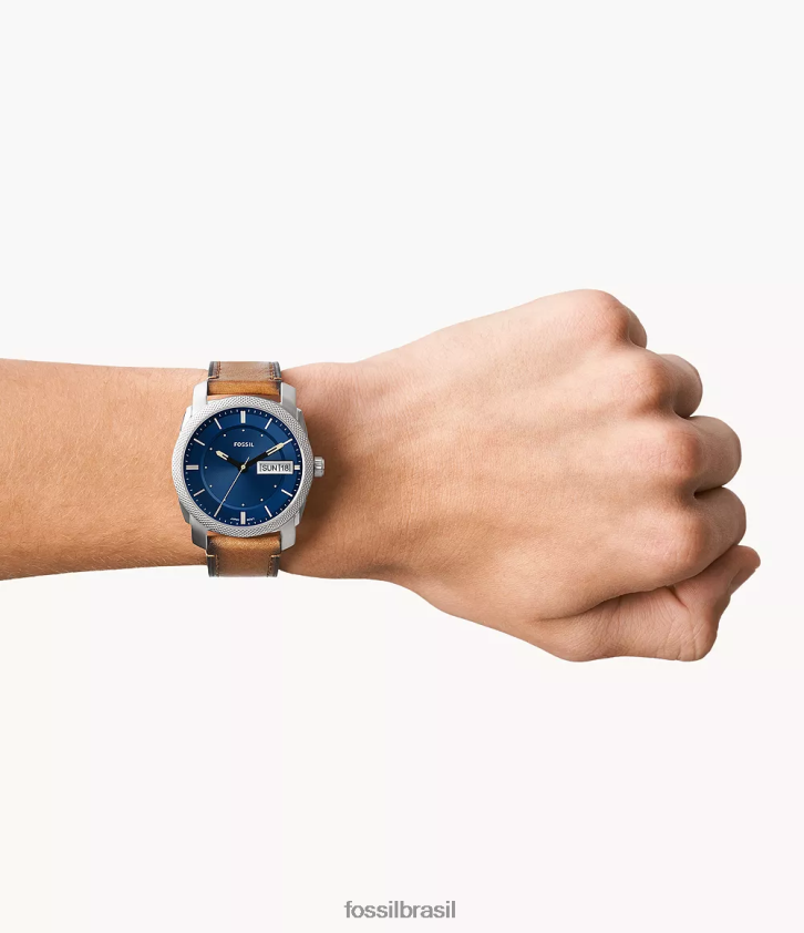 Fossil assistir homens relógio de couro litehide de três ponteiros com data e máquina bronzeado 66RZLJ1420