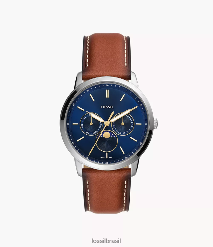 Fossil assistir homens relógio de couro litehide multifuncional neutro moonphase marrom 66RZLJ1438
