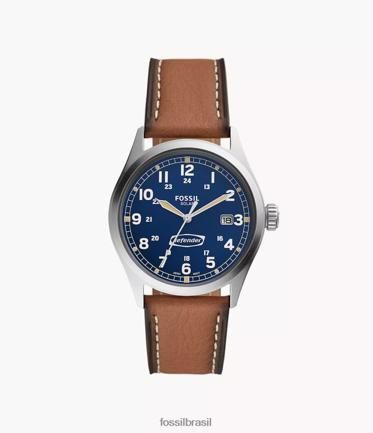 Fossil assistir homens relógio defensor de couro litehide movido a energia solar bagagem 66RZLJ1429
