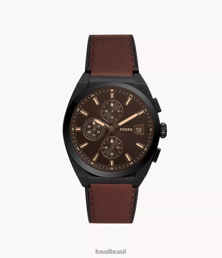 Fossil assistir homens relógio everett cronógrafo couro lite marrom 66RZLJ1447
