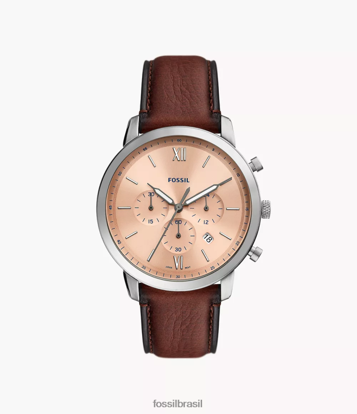 Fossil assistir homens relógio neutro cronógrafo couro litehide Castanho médio 66RZLJ1603
