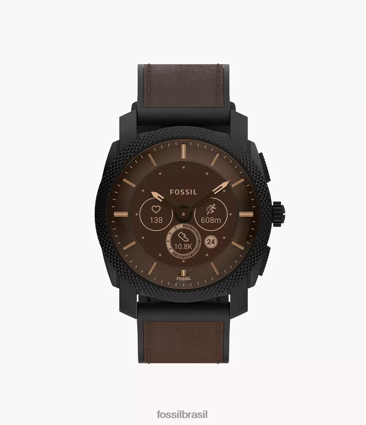 Fossil assistir homens couro smartwatch híbrido de geração 6 da máquina marrom escuro 66RZLJ1334