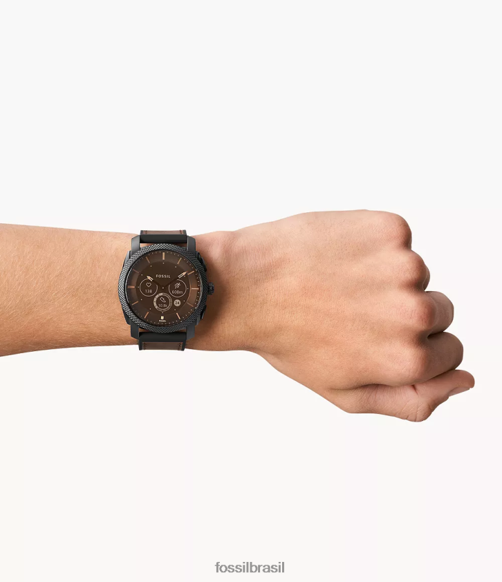 Fossil assistir homens couro smartwatch híbrido de geração 6 da máquina marrom escuro 66RZLJ1334