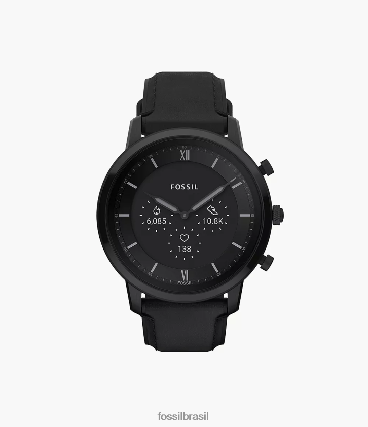 Fossil assistir homens couro smartwatch híbrido neutro gen 6 preto 66RZLJ1335