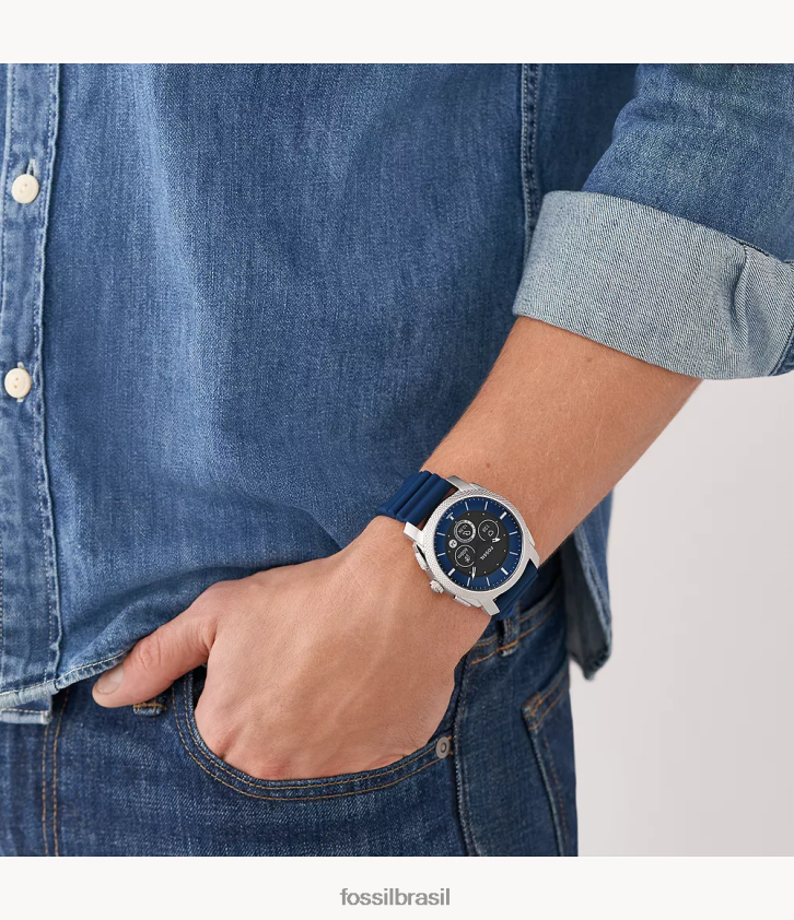 Fossil assistir homens máquina de silicone smartwatch híbrido geração 6 marinha 66RZLJ1329