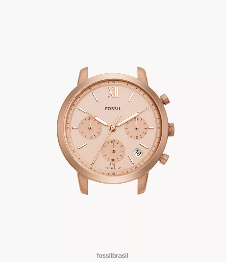 Fossil acessório mulheres caixa de relógio de aço inoxidável cronógrafo neutro tom de ouro rosa 66RZLJ81