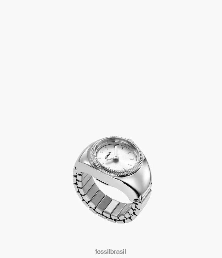 Fossil anel de relógio mulheres anel de relógio de duas mãos em aço inoxidável tom prata 66RZLJ21