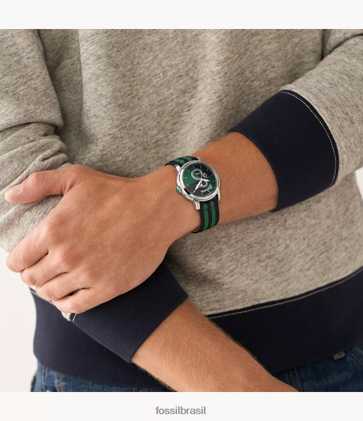 Fossil acessório mulheres Edição limitada de relógio Harry Potter de três ponteiros de nylon da Sonserina verde Preto 66RZLJ182