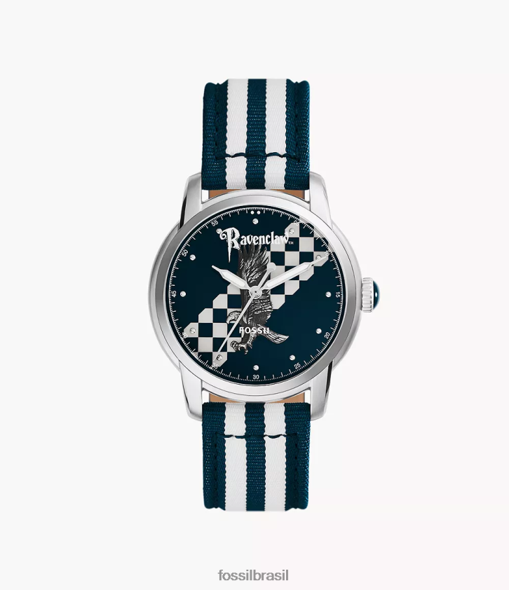 Fossil acessório mulheres Edição limitada de relógio de nylon Ravenclaw de três ponteiros Harry Potter marinho/branco 66RZLJ184