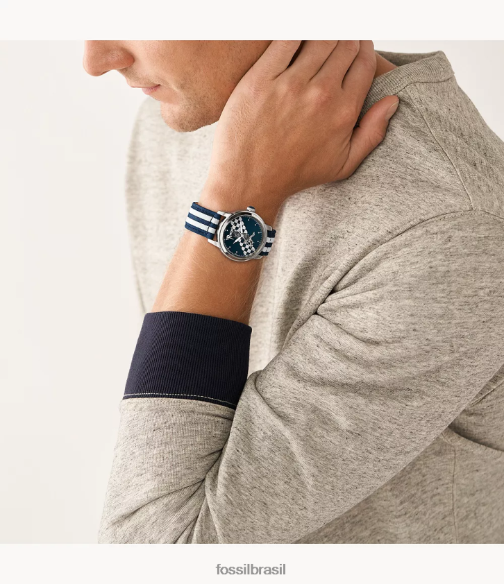 Fossil acessório mulheres Edição limitada de relógio de nylon Ravenclaw de três ponteiros Harry Potter marinho/branco 66RZLJ184