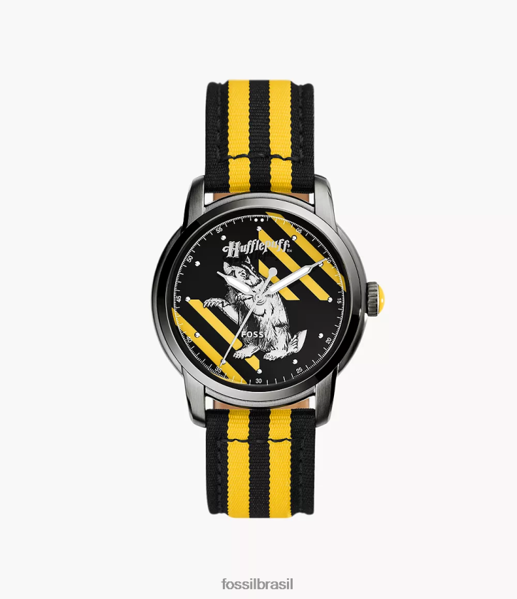Fossil acessório mulheres Harry Potter, edição limitada, relógio de nylon Lufa-Lufa de três ponteiros Preto amarelo 66RZLJ194