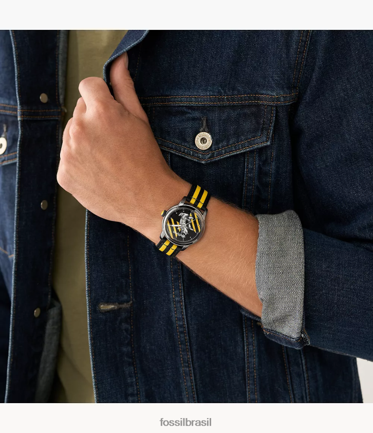 Fossil acessório mulheres Harry Potter, edição limitada, relógio de nylon Lufa-Lufa de três ponteiros Preto amarelo 66RZLJ194