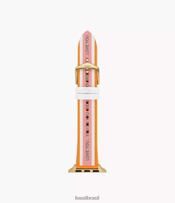 Fossil acessório mulheres Pulseira de silicone de 38mm/40mm/41mm para apple watch laranja 66RZLJ267