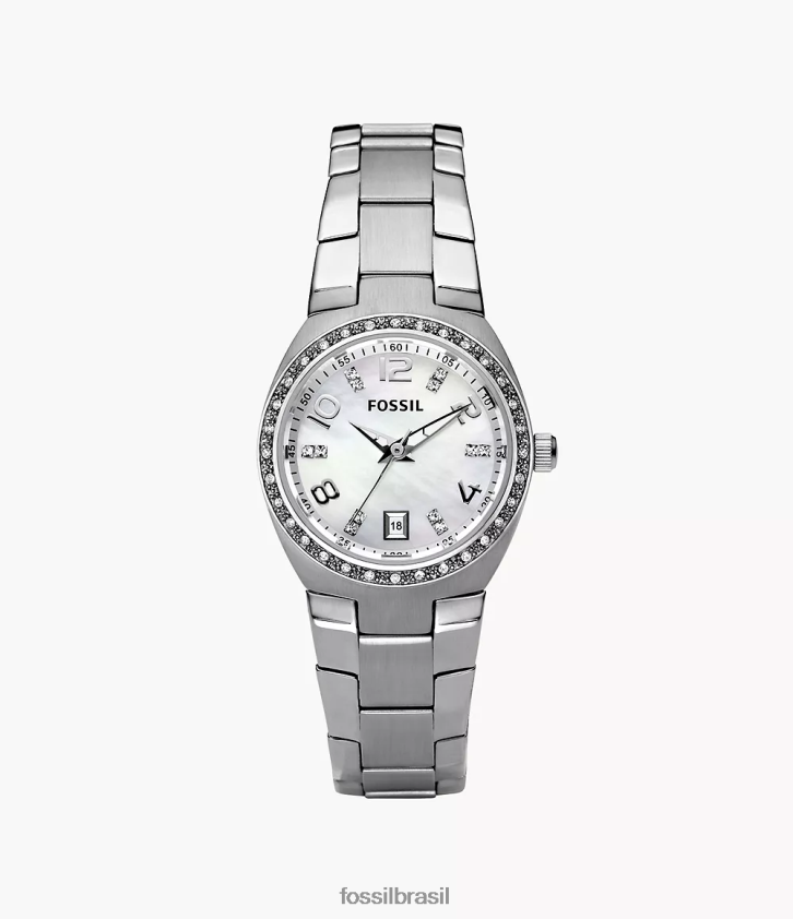Fossil assistir mulheres colega relógio de aço inoxidável prata 66RZLJ52