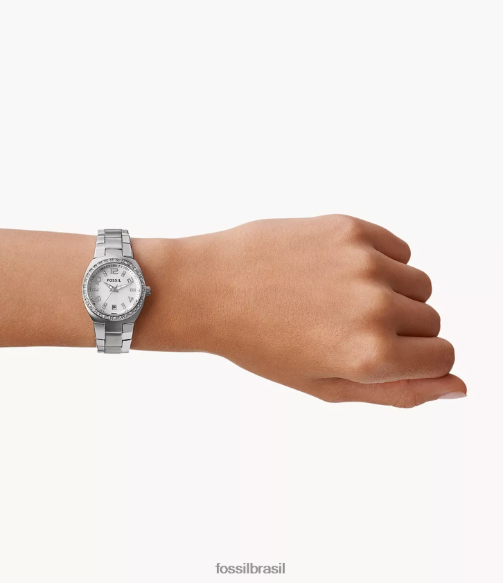 Fossil assistir mulheres colega relógio de aço inoxidável prata 66RZLJ52