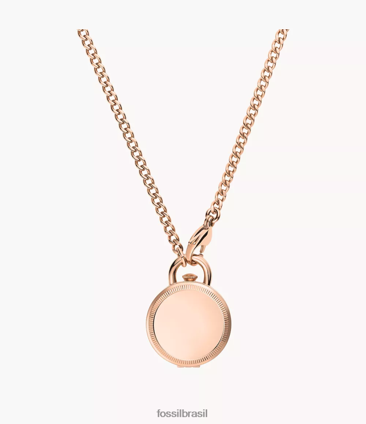 Fossil assistir mulheres jacqueline medalhão de relógio de três ponteiros em aço inoxidável tom de ouro rosa 66RZLJ119