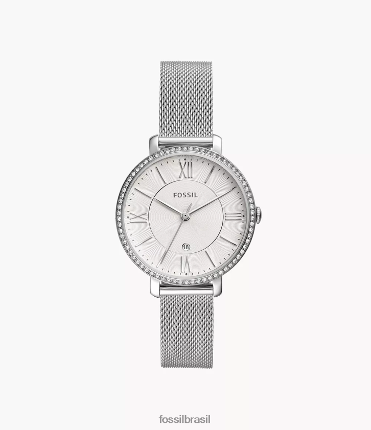 Fossil assistir mulheres jacqueline relógio de três ponteiros em aço inoxidável tom prata 66RZLJ25