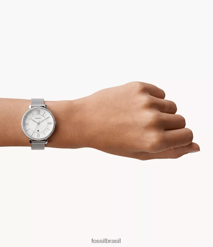 Fossil assistir mulheres jacqueline relógio de três ponteiros em aço inoxidável tom prata 66RZLJ25