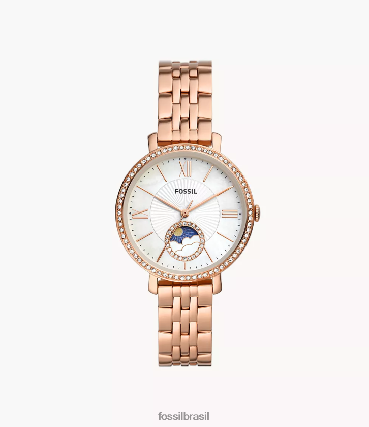 Fossil assistir mulheres jacqueline sun moon relógio multifuncional em aço inoxidável Rosa ouro 66RZLJ50